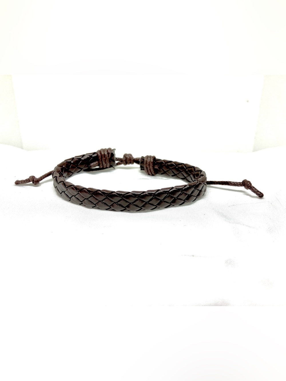 Braided Leather Adjustable Bracelet - Dark Brown